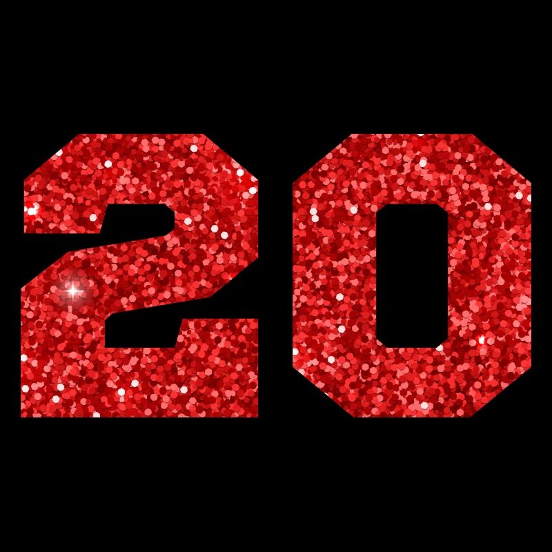 Number 20 Red Glitter - 20th Anniversary