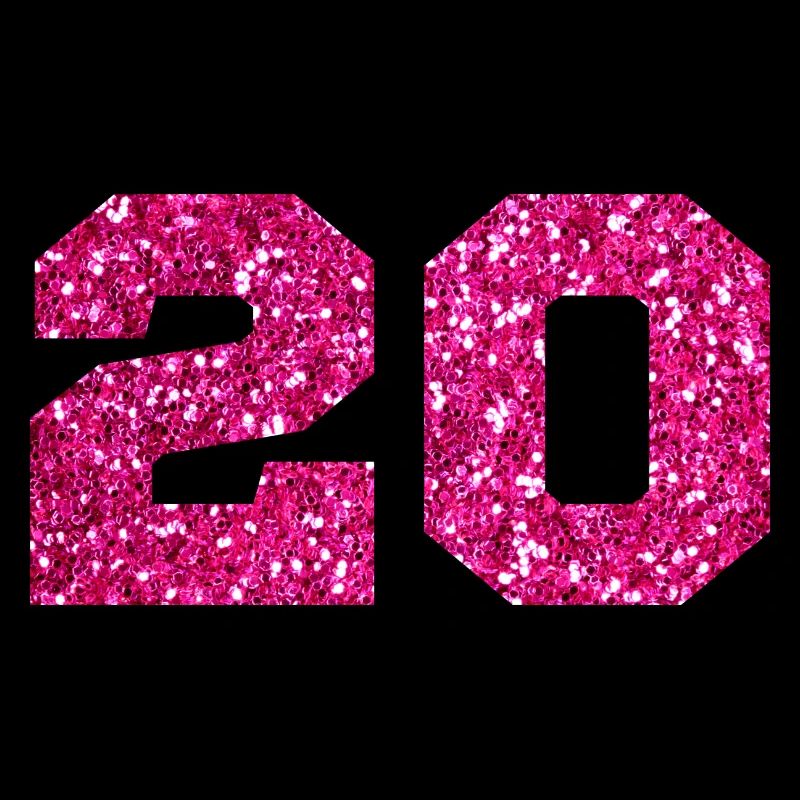 Numéro 20 paillettes rose - 20e anniversaire