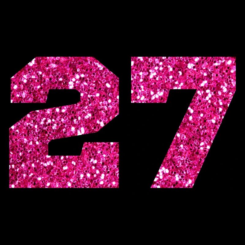 Number 27 Pink Glitter - 27th Birthday