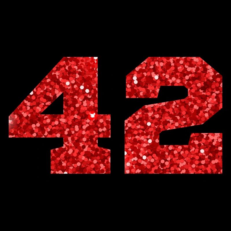 Number 42 Red Glitter - 42nd Anniversary