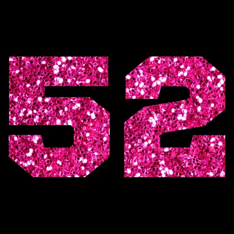 Number 52 Pink Glitter - 52nd Anniversary