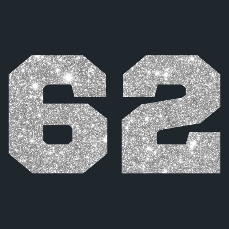 Number 62 Silver Glitter - 62nd Anniversary