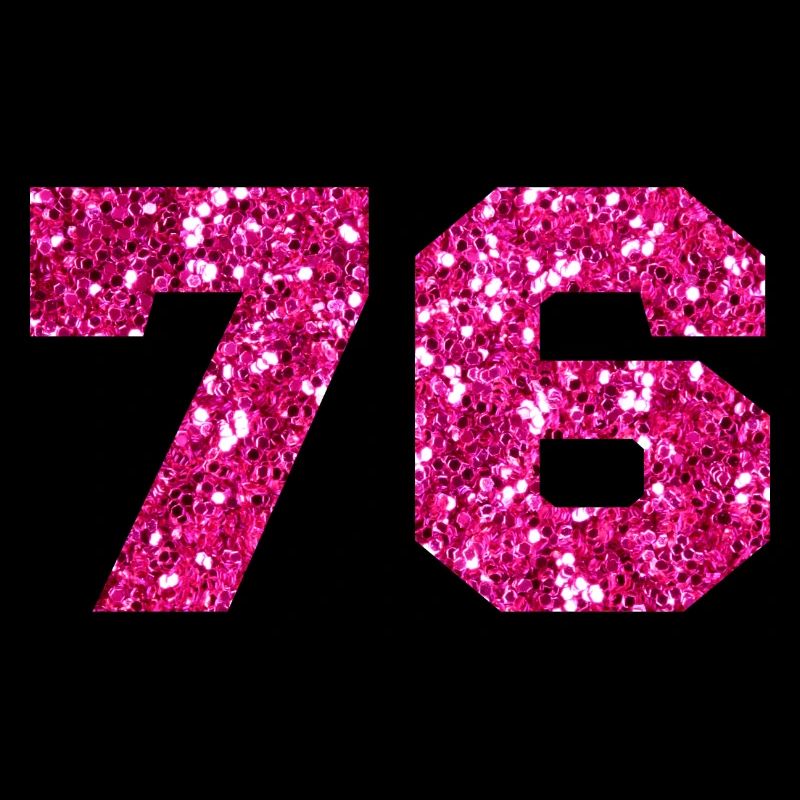 Numéro 76 paillettes rose - 76e anniversaire