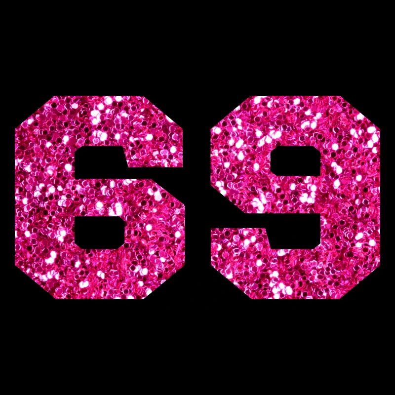 Number 69 Pink Glitter - 69th Birthday