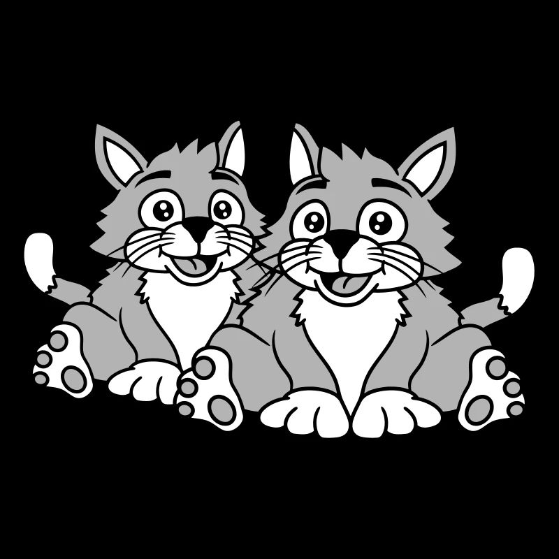 Deux chats heureux 2 amis Couple Équipe Couple