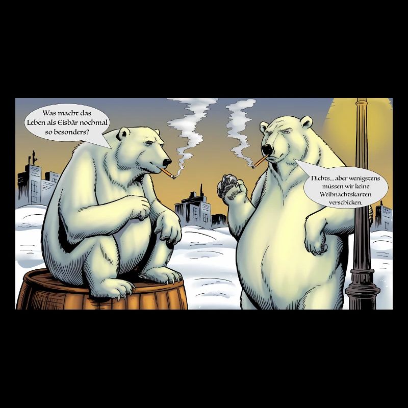 Christmas Polar Bears North Pole Smoking Cigarette