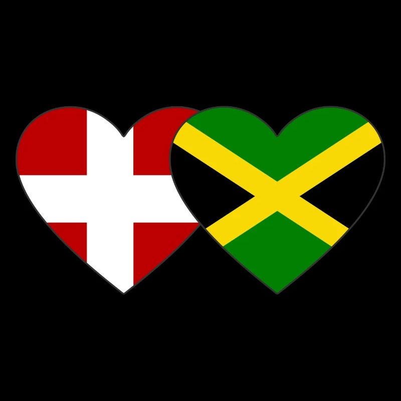 Danemark Jamaïque Drapeau Coeur
