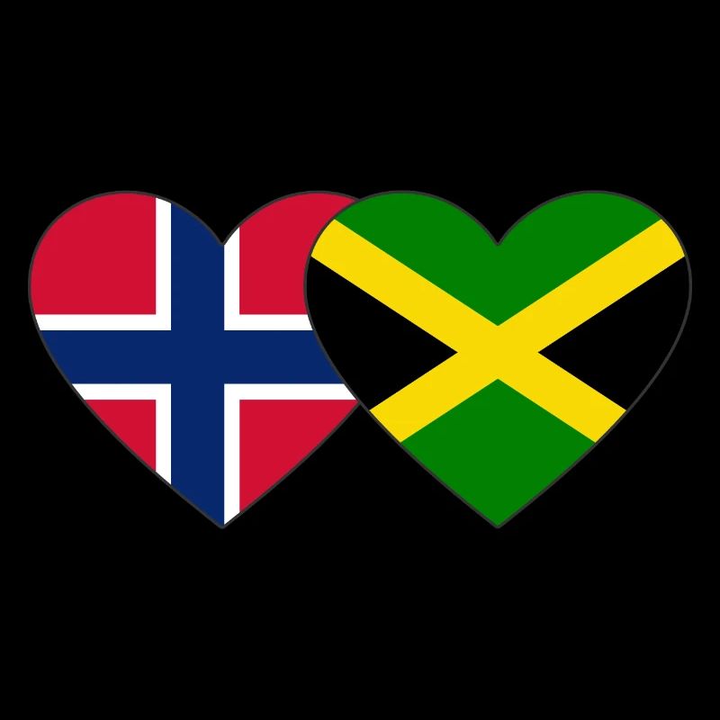 Norway Jamaica Flag Heart