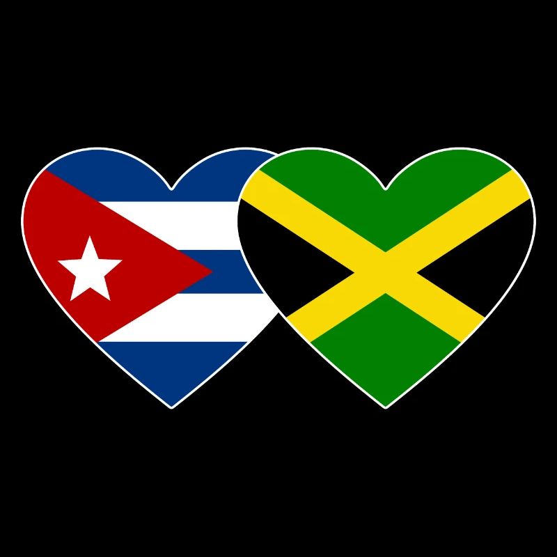 Cuba Jamaica Flag Heart