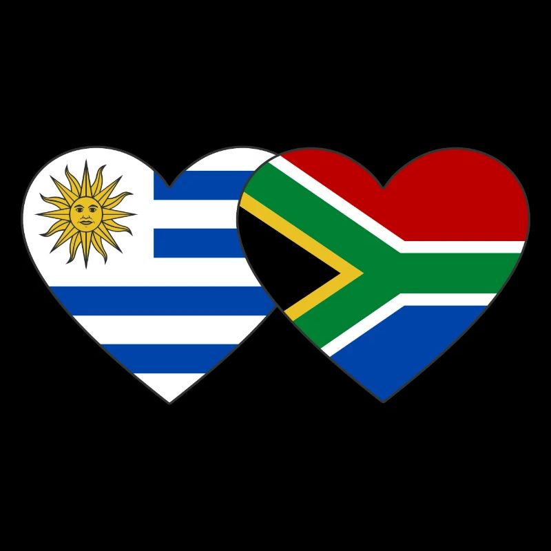 Uruguay Afrique du Sud Drapeau Coeur