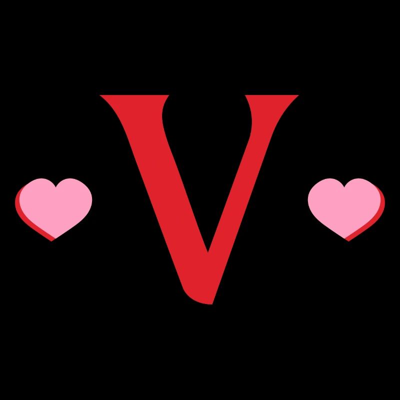 Buchstabe v rote Herzen