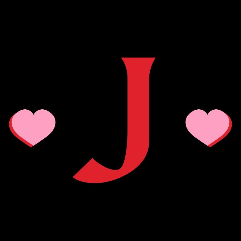Lettre j cœurs rouges