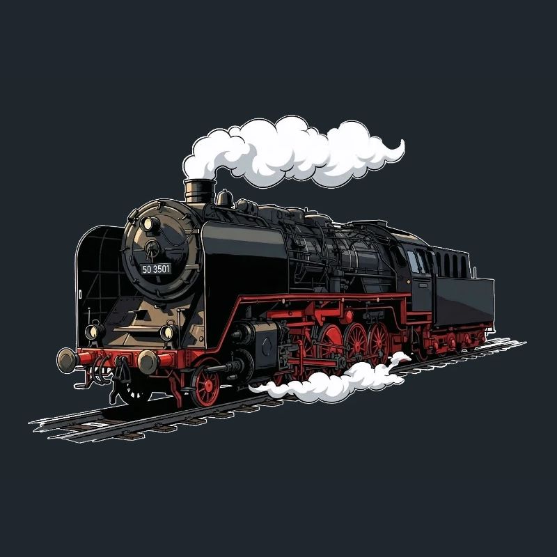 Dampflok Retro-Illustration