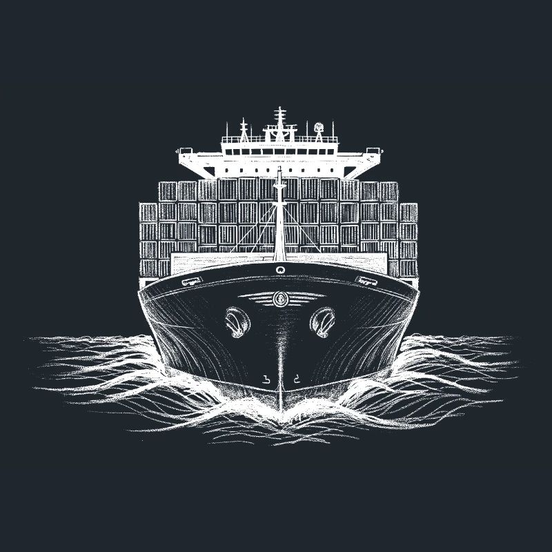 Zeichnung von Containerfrachterschiffen