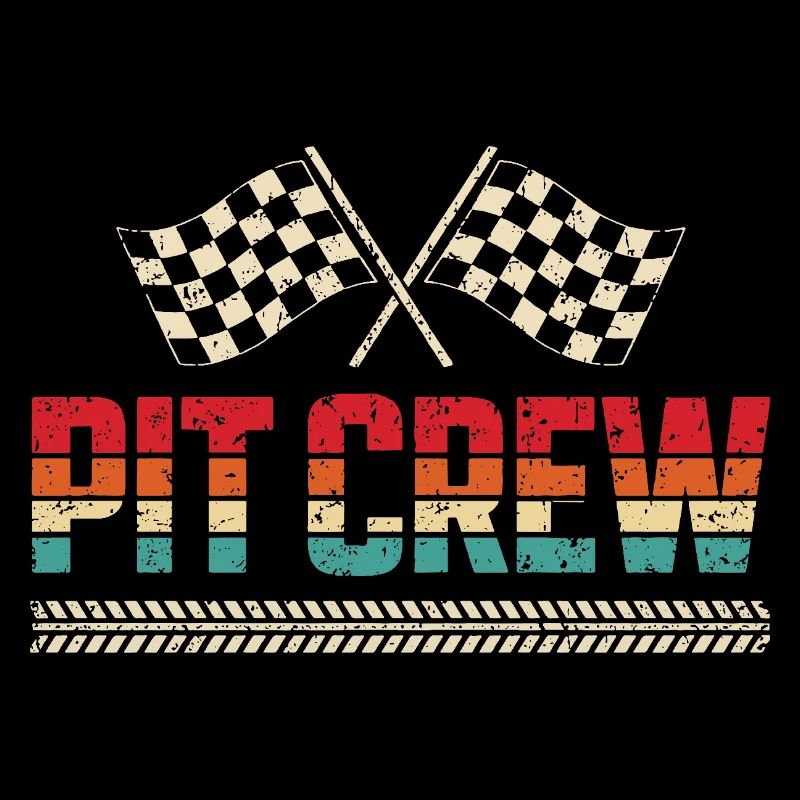 Pit Crew Équipe de Course Automobile Vintage