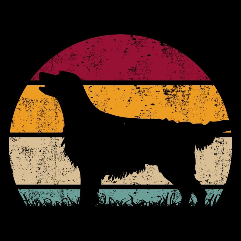 Flat Coated Retriever Retro Vintage Silhouette
