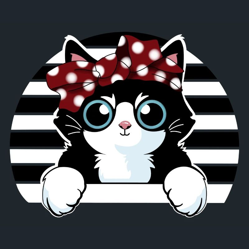 Black and white cat with bow