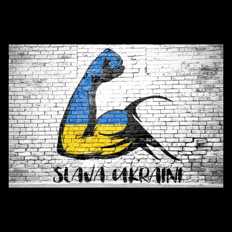 Slava Ukraini lettrage devise Ukraine muscles flexibles