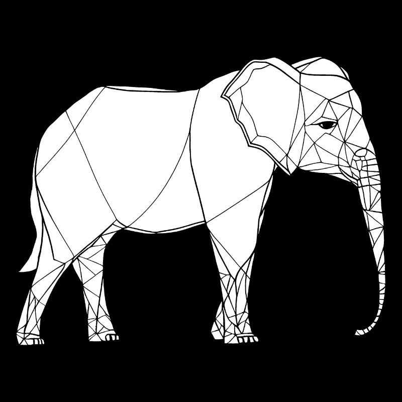 Dessin au trait fin éléphant sur blanc