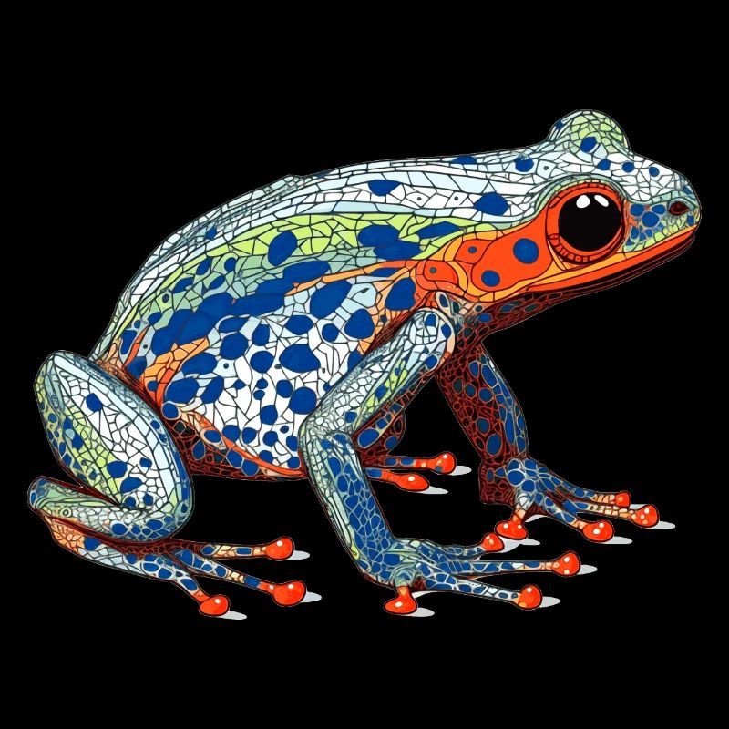 Poison dart frog beautifully colored in bright colors