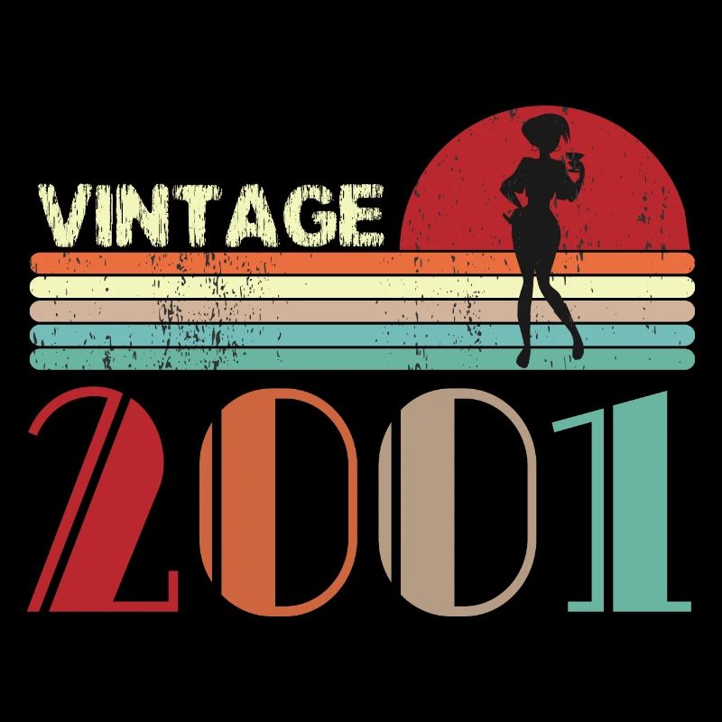 Vintage 2001 Anniversaire rétro sunset design