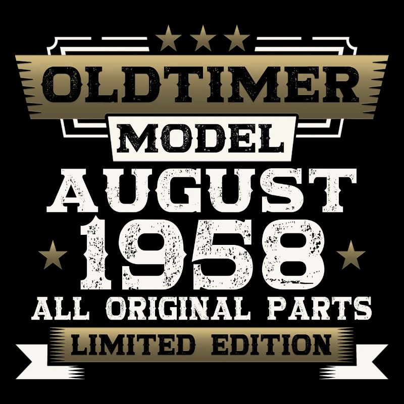 65e anniversaire Homme Oldtimer August Vintage 1958