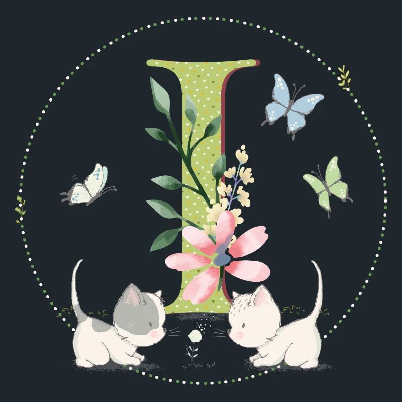 Lettre initiale I avec chat