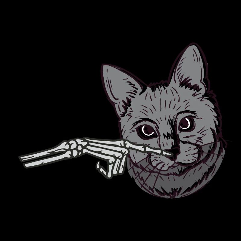 Spooky Halloween Skeleton Hand Black Cat Grunge