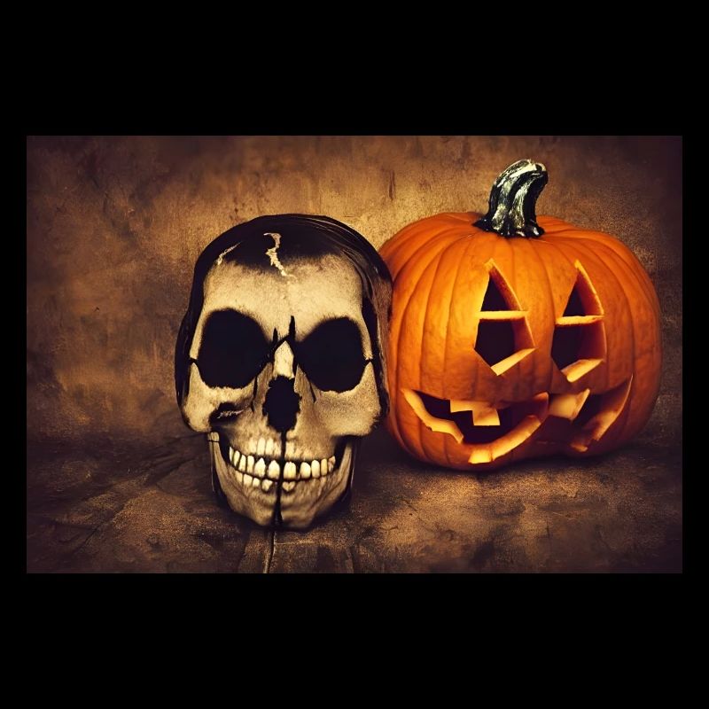 Citrouille et crâne d’Halloween