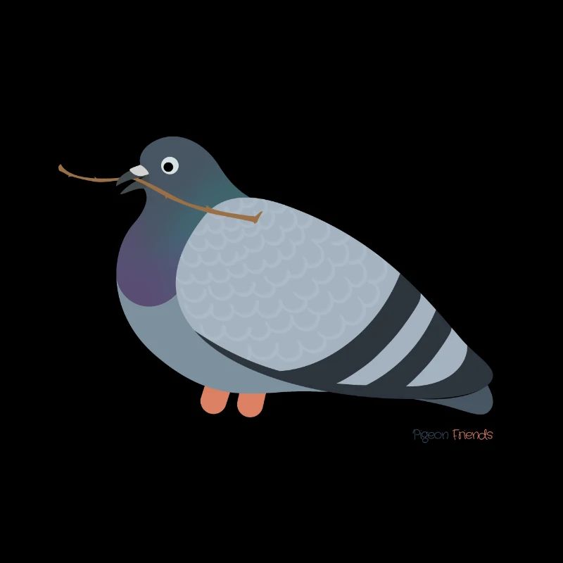 Pigeon avec une branche dans le bec