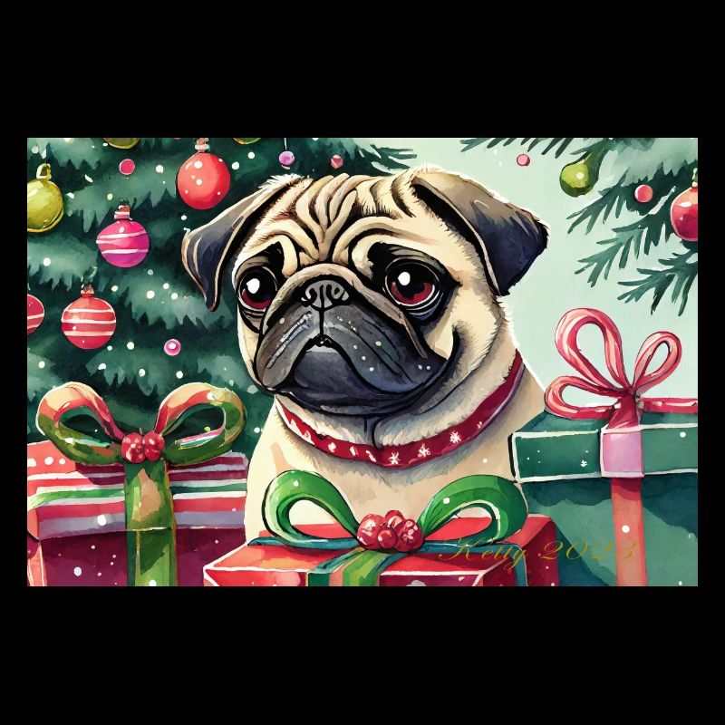 Mignon carlin de Noël avec des cadeaux