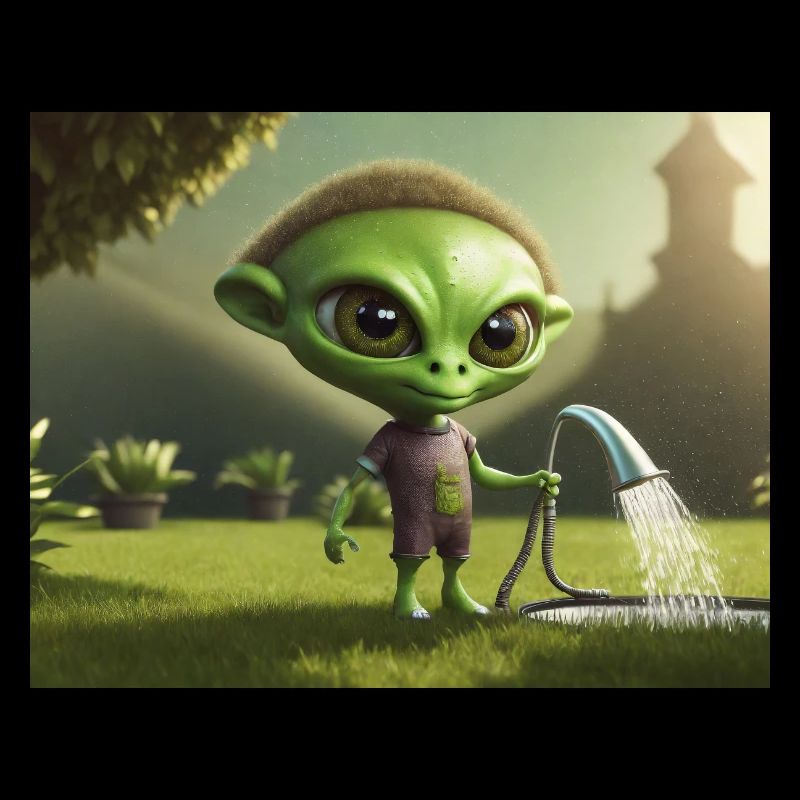 mignon petit vert rétro vintage alien tous les jours