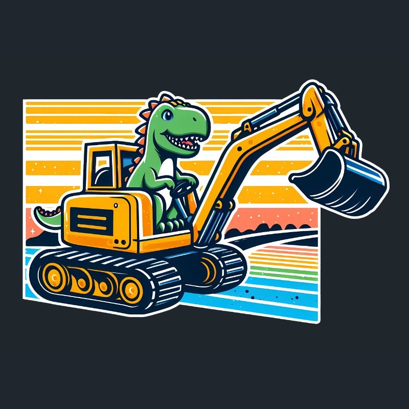 Dinosaurier-Bagger - Cooler Dino, der einen Bagger fährt
