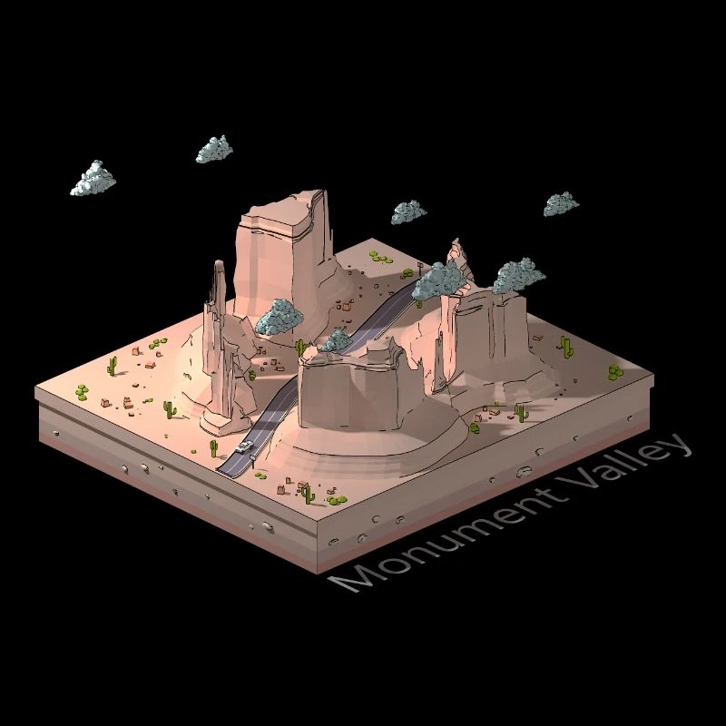 Geometrisches Low-Poly-Monument Valley