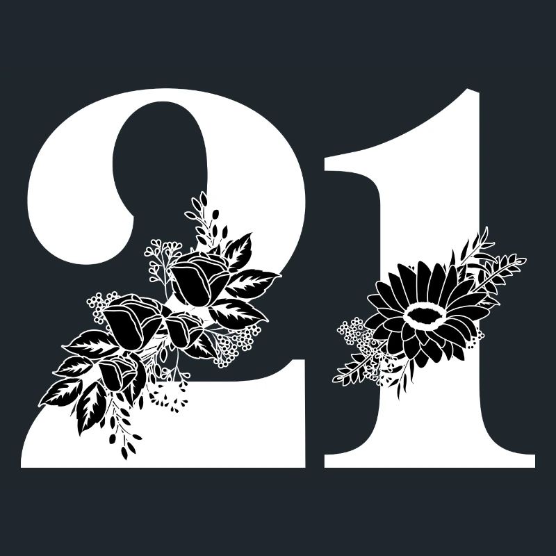 Nummer 21 Schwarze Blumen - 21. Blumengeburtstag