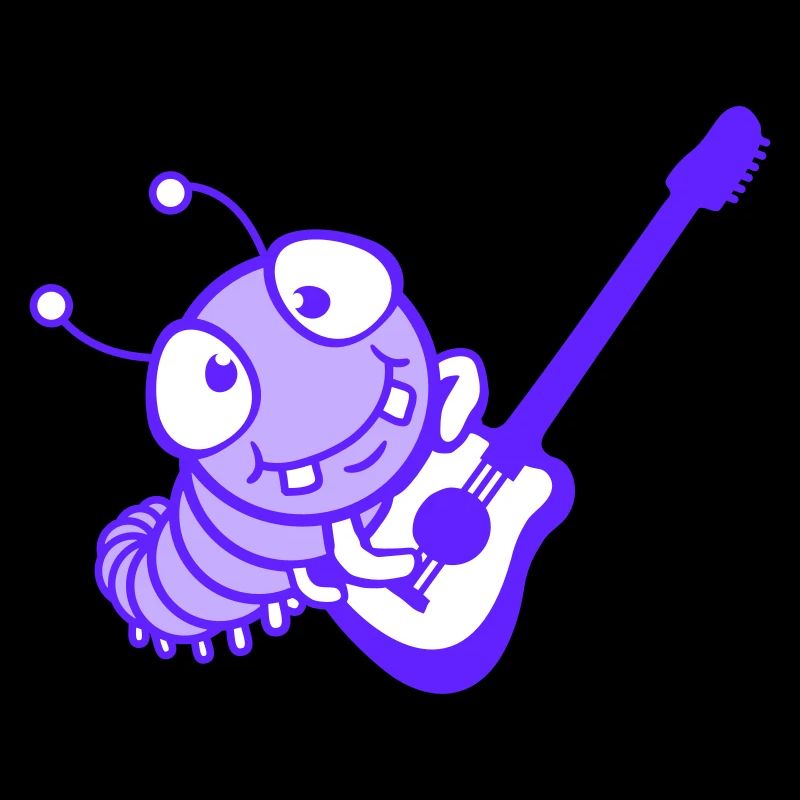Guitare chenille mignonne jouant de la musique d’animal d’insecte cool