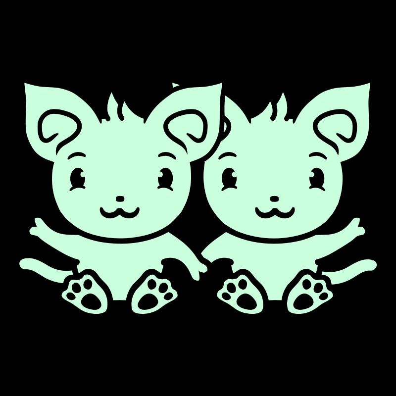 Deux chats heureux 2 amis Couple Équipe Couple