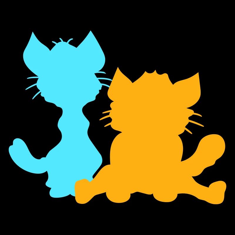 2 Sitzende Katzen Zwei Freunde Team Silhouetten