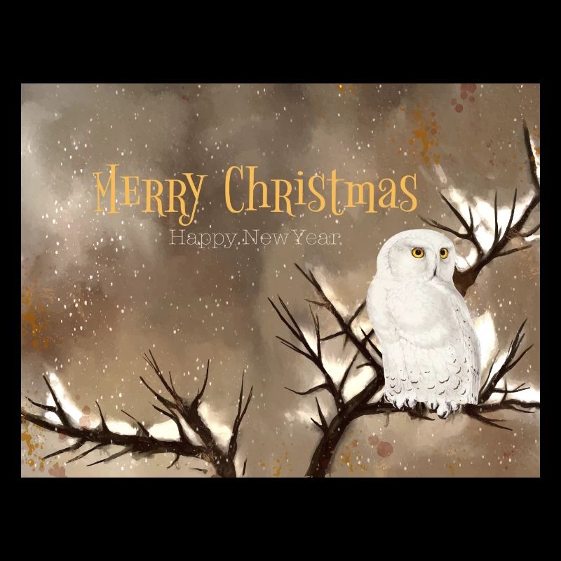 Fröhliche Weihnachten Schneeeule Winterszenerie