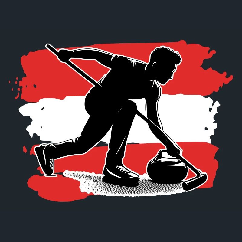 Curling avec drapeau autrichien