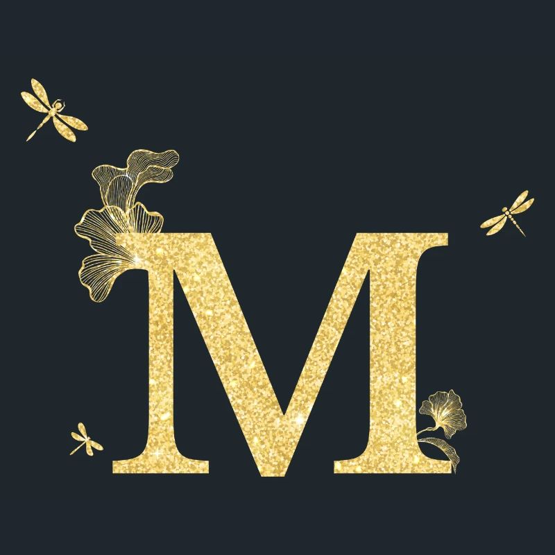 Buchstabe m Glitzer goldene Libelle - Geschenkidee