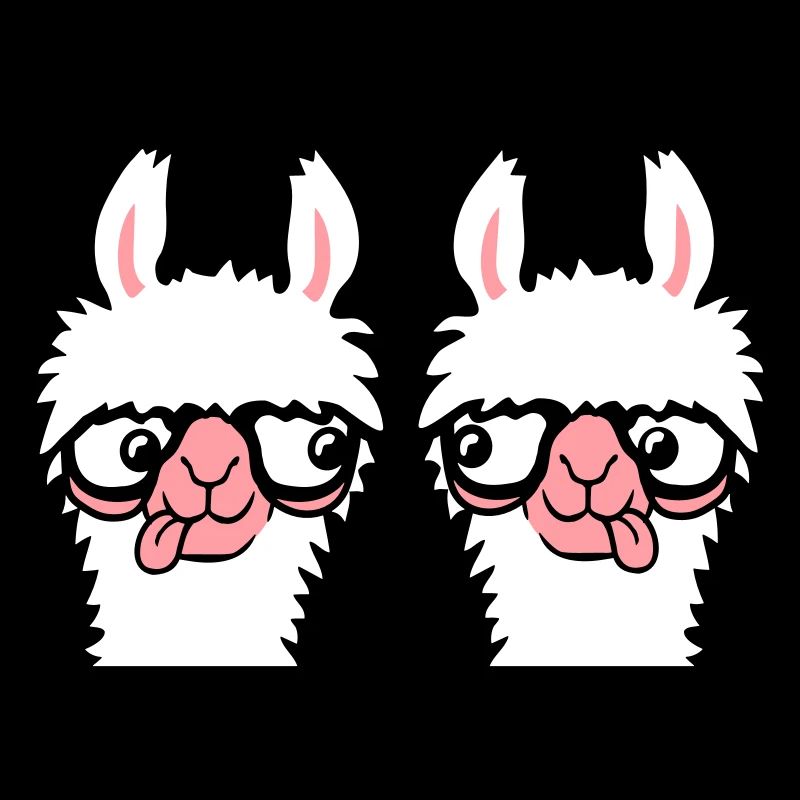 2 Llama Nerds Geeks Team Lunettes à monture de corne Smart Grimace
