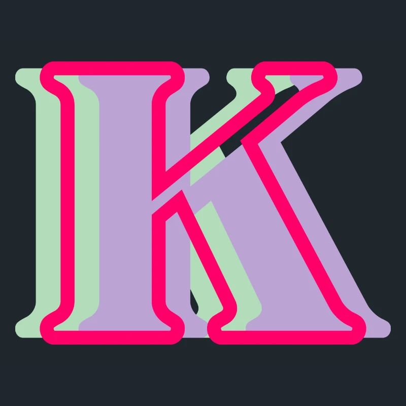 Multicolored letter k