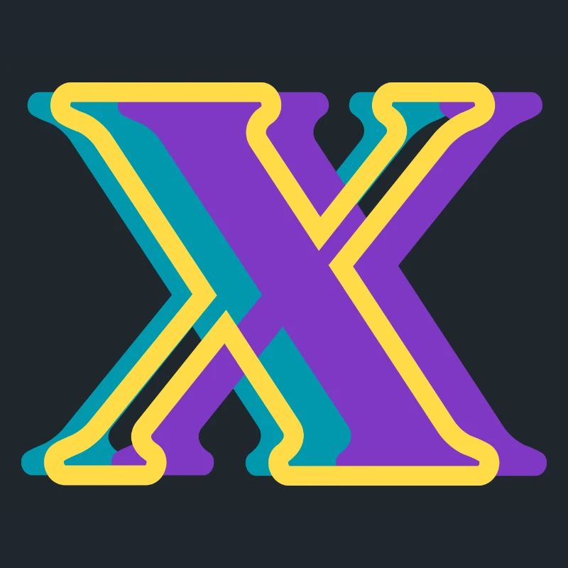 Lettre x multicolore