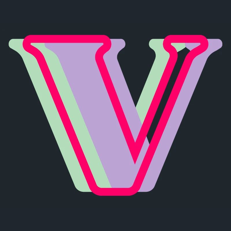 Multicolored Letter V