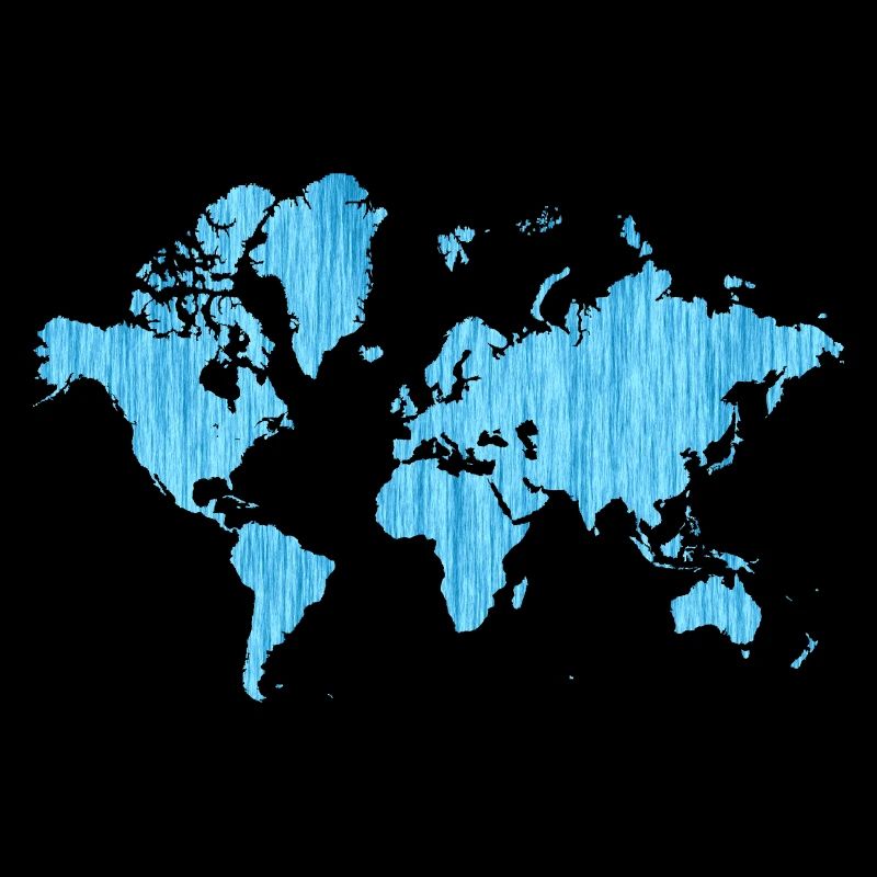 World Map Metallic Blue
