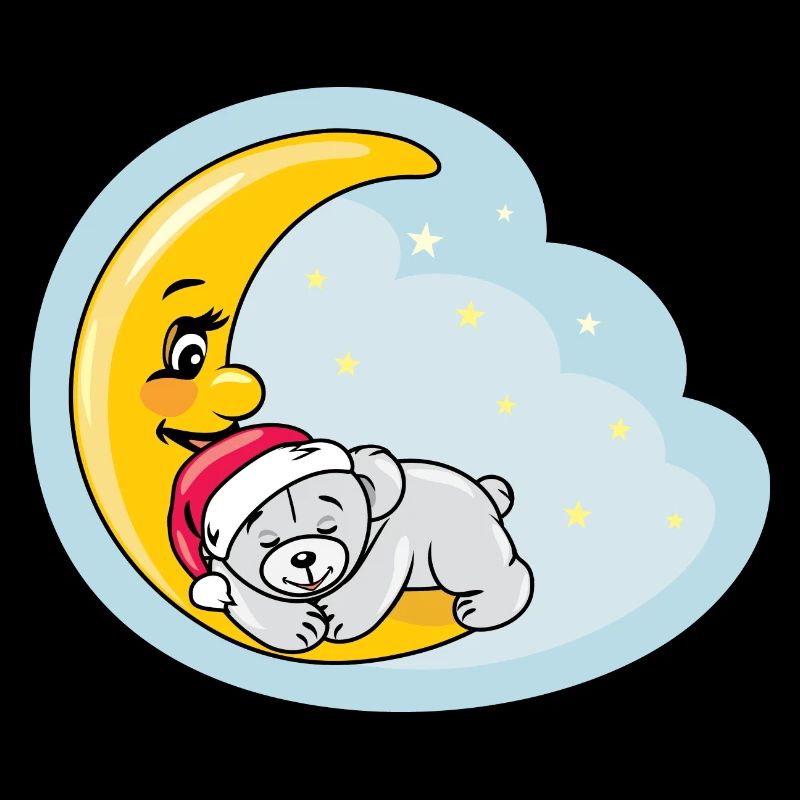 Sleeping teddy bear on the moon