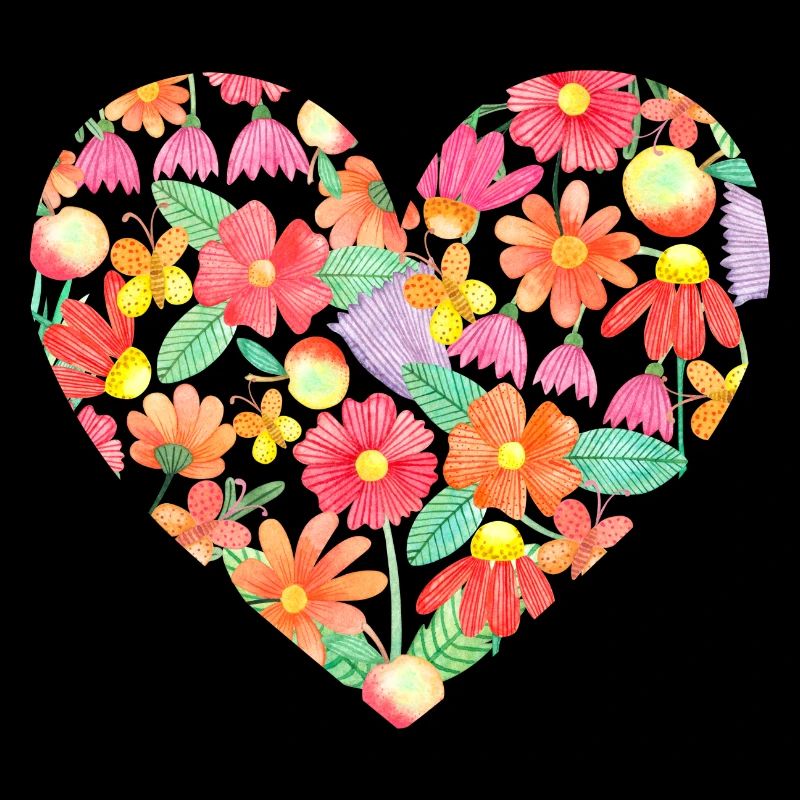Coeur d'anniversaire rempli de fleurs colorées