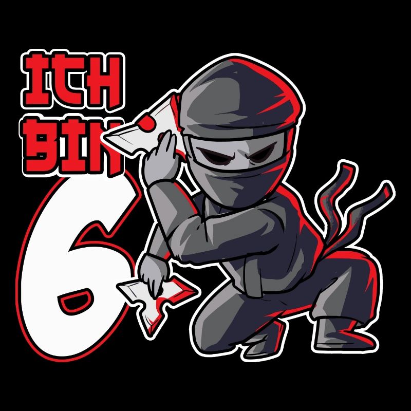 Kinder Ninja Sechster Geburtstag roter Ninja 6