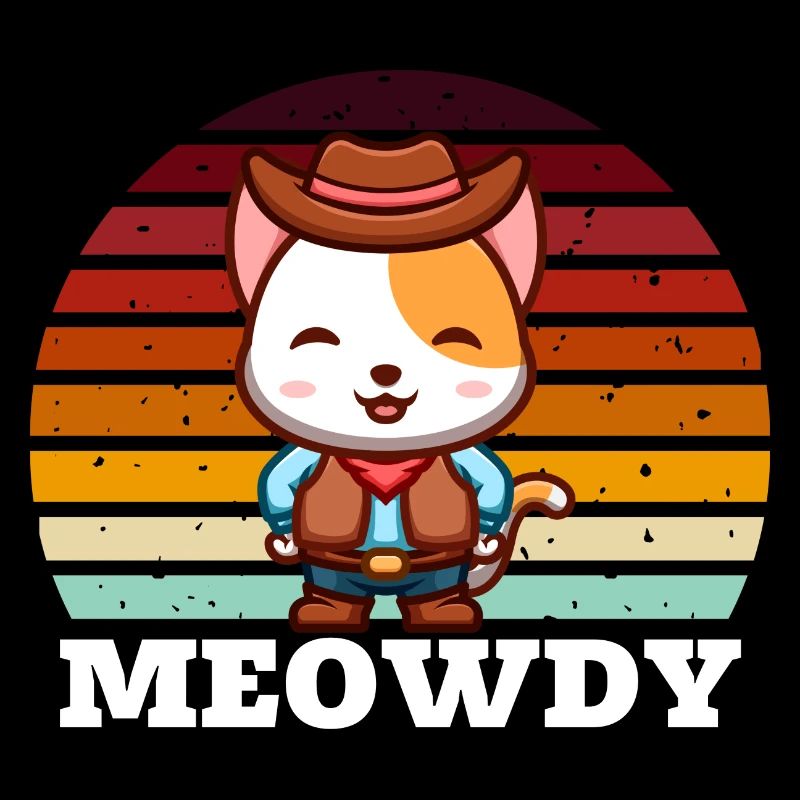 Meowdy Funny Cowboy Cat Retro